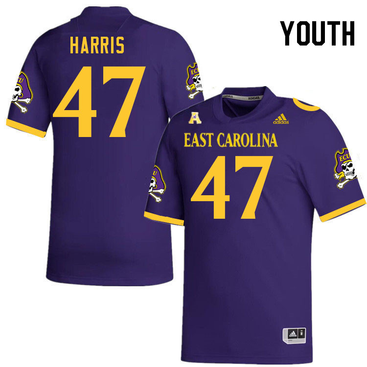 Youth #47 Rahjai Harris ECU Pirates 2023 College Football Jerseys Stitched-Purple - Click Image to Close